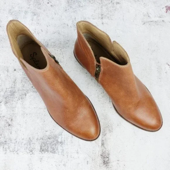 Splendid Pebbled Genuine Leather Ankle Booties size 6.5 Minimalist Preppy - Picture 4 of 12